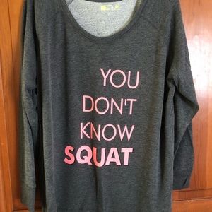 Xersion Thin knit top. Ribbed at wrists and bottom. Gray XL